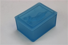Bobby Jones Era Golfer Depiction on Blue Opaque Glass Box with Lid