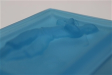 Bobby Jones Era Golfer Depiction on Blue Opaque Glass Box with Lid