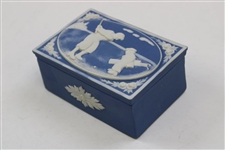 Blue & White Ceramic Box with Golfer with Caddy Lid