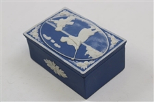 Blue & White Ceramic Box with Golfer with Caddy Lid