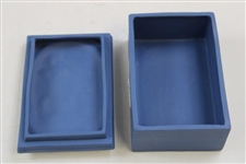 Blue & White Ceramic Box with Golfer with Caddy Lid