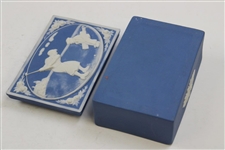 Blue & White Ceramic Box with Golfer with Caddy Lid