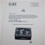 Blue & White Ceramic Box with Golfer with Caddy Lid