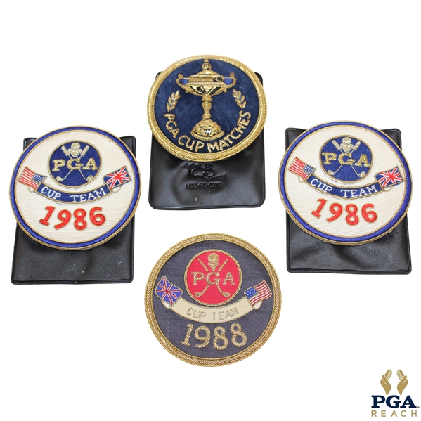 Four (4) PGA Cup Crests - 1986 (x2), 1988 & Undated