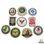 Ten (10) US Open Tournament Crests - 1975-1979, 1983, 1985 & 1993-1995