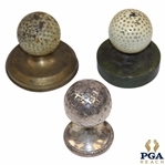 Three (3) Vintage Golf Ball Paperweights - Mesh Pattern & Dimple