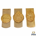1984, 1985 & 1986 PGA Championship Gold Tone Money Clips