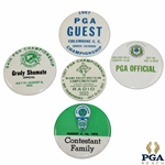 1957, 1967, 1972, 1975 & 1979 PGA Championship Guest/Family/PGA Official/Radio Badges