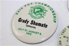 1957, 1967, 1972, 1975 & 1979 PGA Championship Guest/Family/PGA Official/Radio Badges