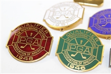 Nine (9) PGA Championship Contestant Badges - 1941, 1944, 1946, 1948-1951, 1953 & 1986