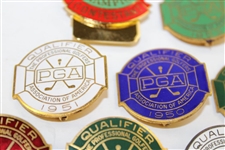 Nine (9) PGA Championship Contestant Badges - 1941, 1944, 1946, 1948-1951, 1953 & 1986