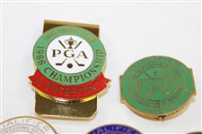 Nine (9) PGA Championship Contestant Badges - 1941, 1944, 1946, 1948-1951, 1953 & 1986
