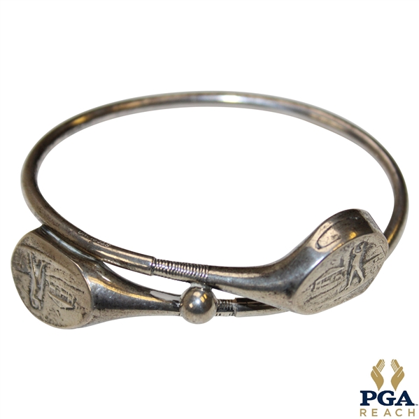 Sterling Silver Crossed Clubs with Golf Ball Bracelet