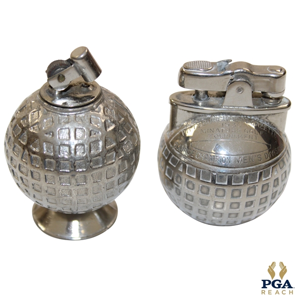 1930 Pittsburgh Post Gazette Miniature Golf Tournament Winners Golf Ball Lighter w/Unmarked Golf Ball Lighter