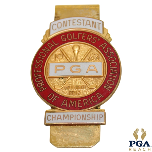 1963 PGA Championship at Dallas Athletic Club Contestant Badge/Clip - Jack Nicklaus Winner