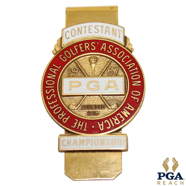 1967 PGA Championship at Columbine CC Contestant Badge/Clip - Don January Winner