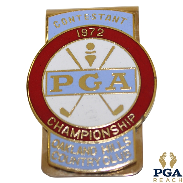 1972 PGA Championship at Oakland Hills CC Contestant Badge/Clip - Gary Player Winner