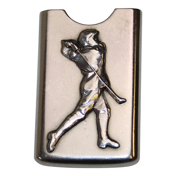 Sampson Mordan & Co. Sterling Silver Card/Stamp Case w/Post-Swing Golfer