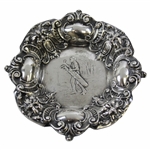 Art Noveau Style Golfer with Bag/Clubs Sterling Silver Dish/Ash Tray