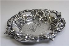 Art Noveau Style Golfer with Bag/Clubs Sterling Silver Dish/Ash Tray