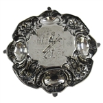 Art Noveau Style Golfer with Bag/Clubs Sterling Silver Dish/Ash Tray