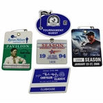 Five (5) PGA Tour Badges - Buick Inv, Byron Nelson Championship, Las Vegas Inv & Others