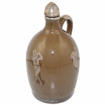 Antique Whiskey Jug Music Box With Sport Illustrations