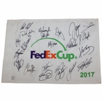 Rahm, Fowler, DJ, Hideki & 17 More Signed 2017 FedEx Cup Embroidered Flag JSA ALOA