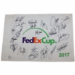 Rahm, Fowler, DJ, Hideki & 17 More Signed 2017 FedEx Cup Embroidered Flag JSA ALOA