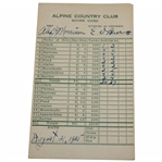 Alex Morrison Signed & Used Hole in One Alpine CC Scorecard - August 21, 1935