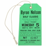 1971 Byron Nelson Golf Classic at Preston Trail Wednesday Ticket - Jack Nicklaus Win