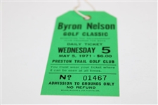 1971 Byron Nelson Golf Classic at Preston Trail Wednesday Ticket - Jack Nicklaus Win