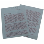 1964 Letter To Pat & Jean Ward-Thomas From Winnie Palmer About Arnie