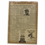 The Philadelphia Record Matted News Article Dated August 31, 1928 Jones And Sweetser Reveal Rare Form 1928 Walker Cup