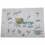 Woods, Nicklaus, Mickelson & Team USA Signed 2007 Presidents Cup Embroidered Flag JSA ALOA