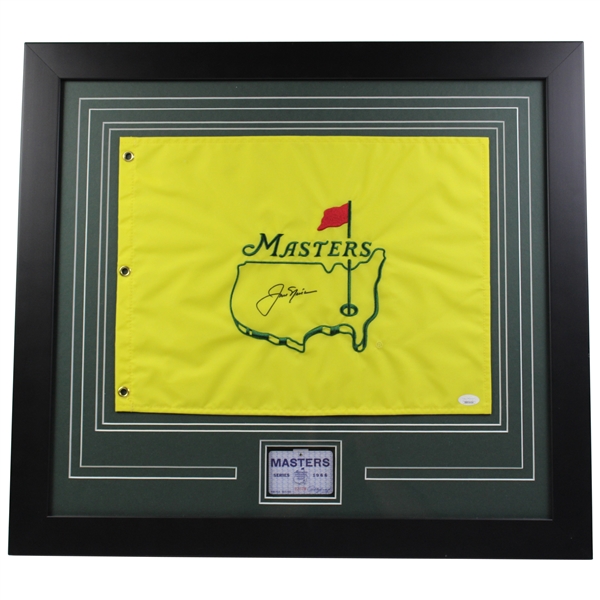 Jack Nicklaus Signed Masters Flag w/1966 Masters SERIES Badge #22079 - Framed JSA #BB96464