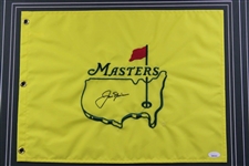 Jack Nicklaus Signed Masters Flag w/1966 Masters SERIES Badge #22079 - Framed JSA #BB96464
