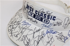 Multi-Signed MCI Classic 'Est. 1969' White Visor JSA ALOA