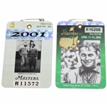 2001 & 2002 Masters Tournament SERIES Badges - Tiger Woods Wins