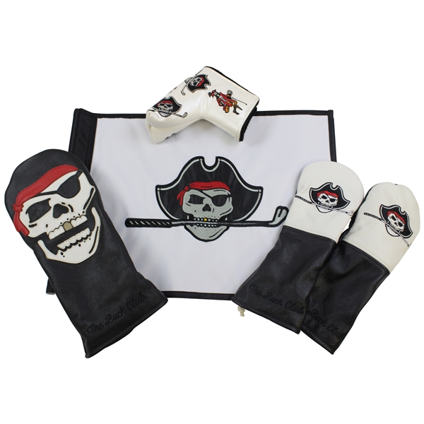 The Buck Club Pirate Logo Embroidered Flag w/Four (4) Headcovers - From Covid Canceled Event