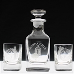 Olympia Fields Country Club Glass Decanter w/Two Shot Glasses in Box