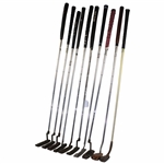 Ten (10) Various Putters Including Eight (8) Assorted PING Putters, a Brass Playboy & a Woodie Putter