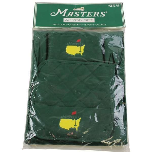 The Masters Tournament Logo Apron Set w/Oven Mitt & Pot Holder - Unopened