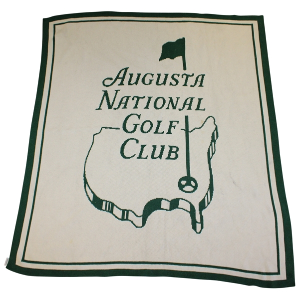 Augusta National Golf Club Large Logo White w/Green Cotton Throw Blanket