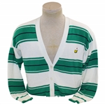 Masters Tournament Button Down White w/Green & Navy LS Slazenger Sweater - Size M