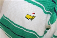 Masters Tournament Button Down White w/Green & Navy LS Slazenger Sweater - Size M