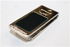 Masters Undated Silver Money Clip with Green Carbon Reflection in Original Box