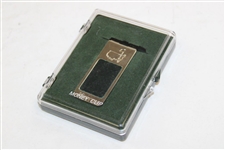 Masters Undated Silver Money Clip with Green Carbon Reflection in Original Box
