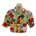Masters Tournament Series Badges & Tickets Collage Yellow Collared Golf Shirt - Size M