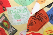 Masters Tournament Series Badges & Tickets Collage Yellow Collared Golf Shirt - Size M